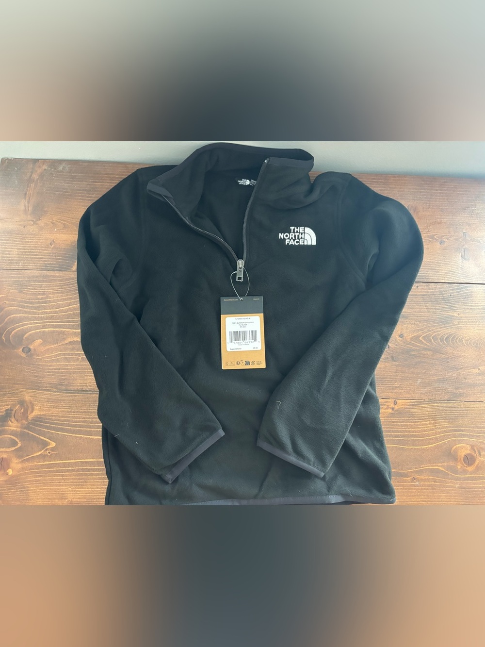 NWT ZThe North Face boys black Quarter-Zip Fleece Pullover 10